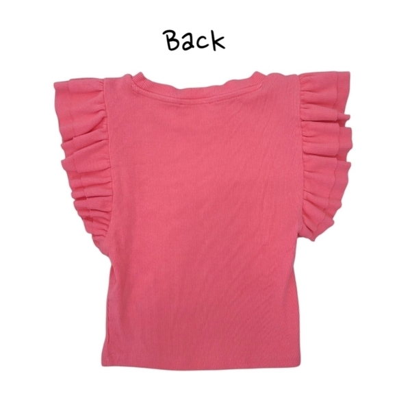 Zara Ruffled Ribbed Crop Shirt Size Small - Picture 6 of 10